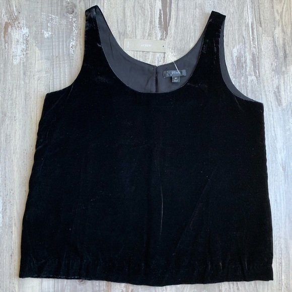 J Crew Black Velvet Tank Top Camisole Size 4P NEW - Picture 1 of 9